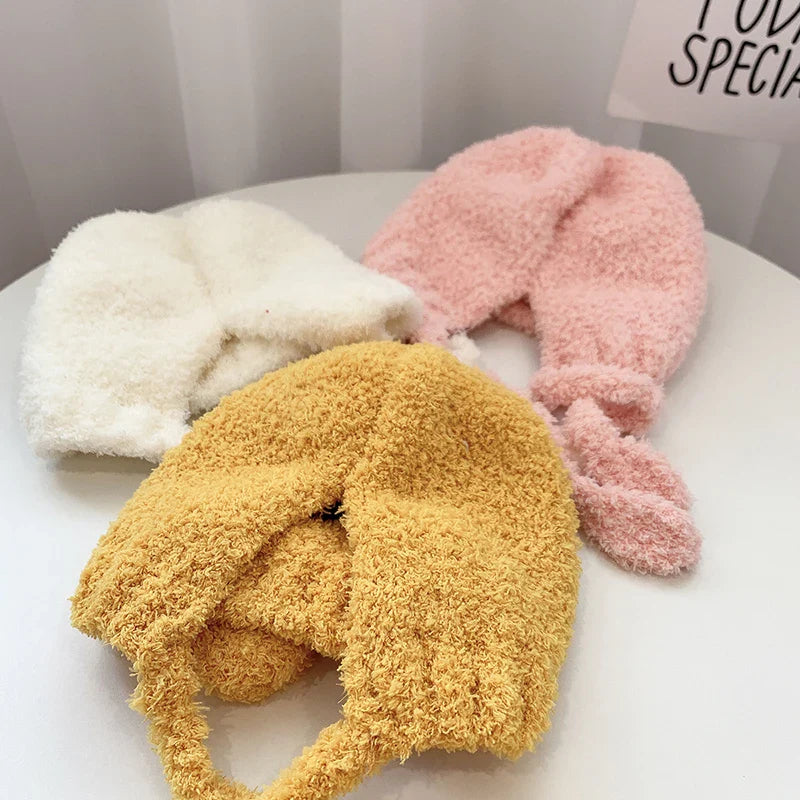 Cute yellow chick cartoon plush baby hat, soft and warm for newborns, winter ready