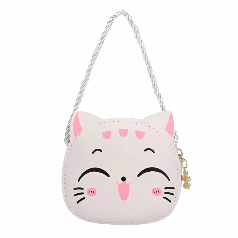Adorable pink cat-themed crossbody bag, a stylish and practical kids accessory and great gift for girls