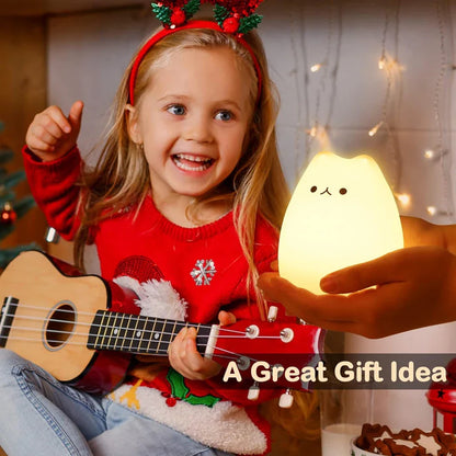 Bedside cat lamp, LED powered, soothing soft light for a child's bedroom or nursery