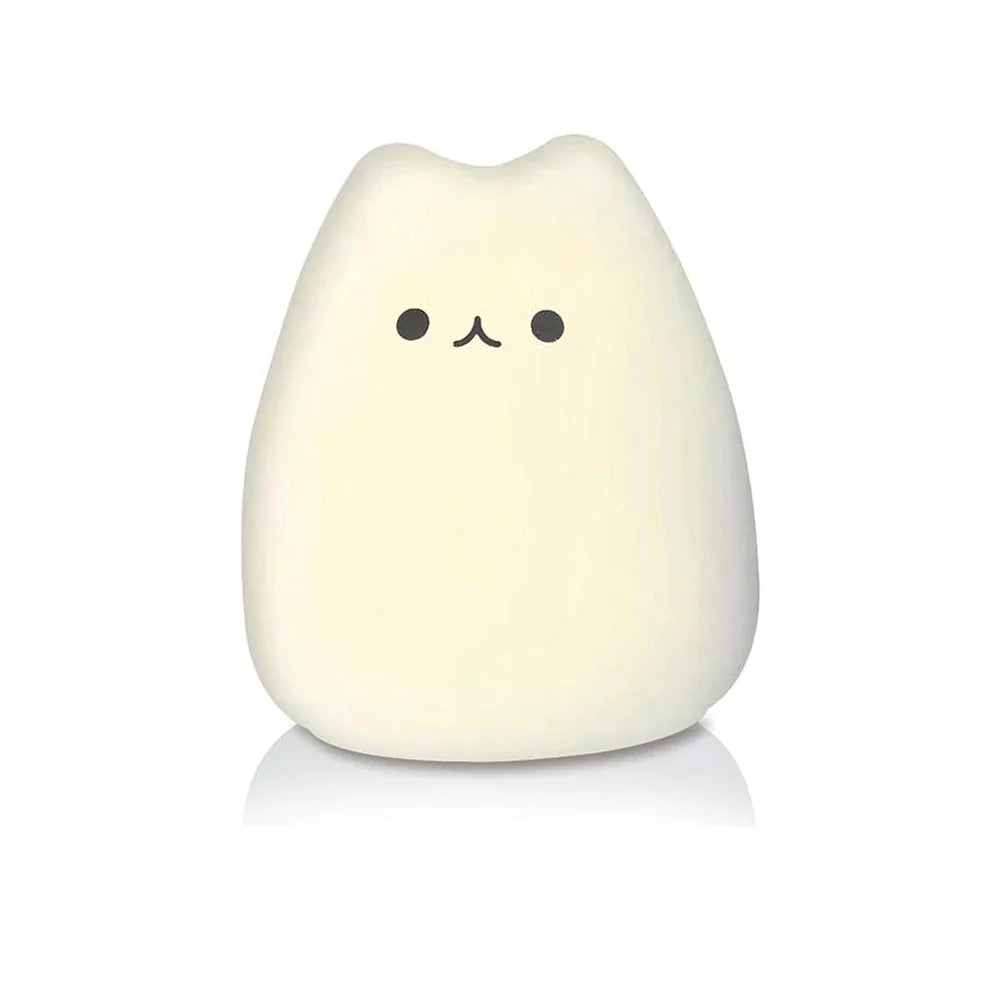 Adorable cat night light, squishy silicone, multi-color LED, a fun toddler gift