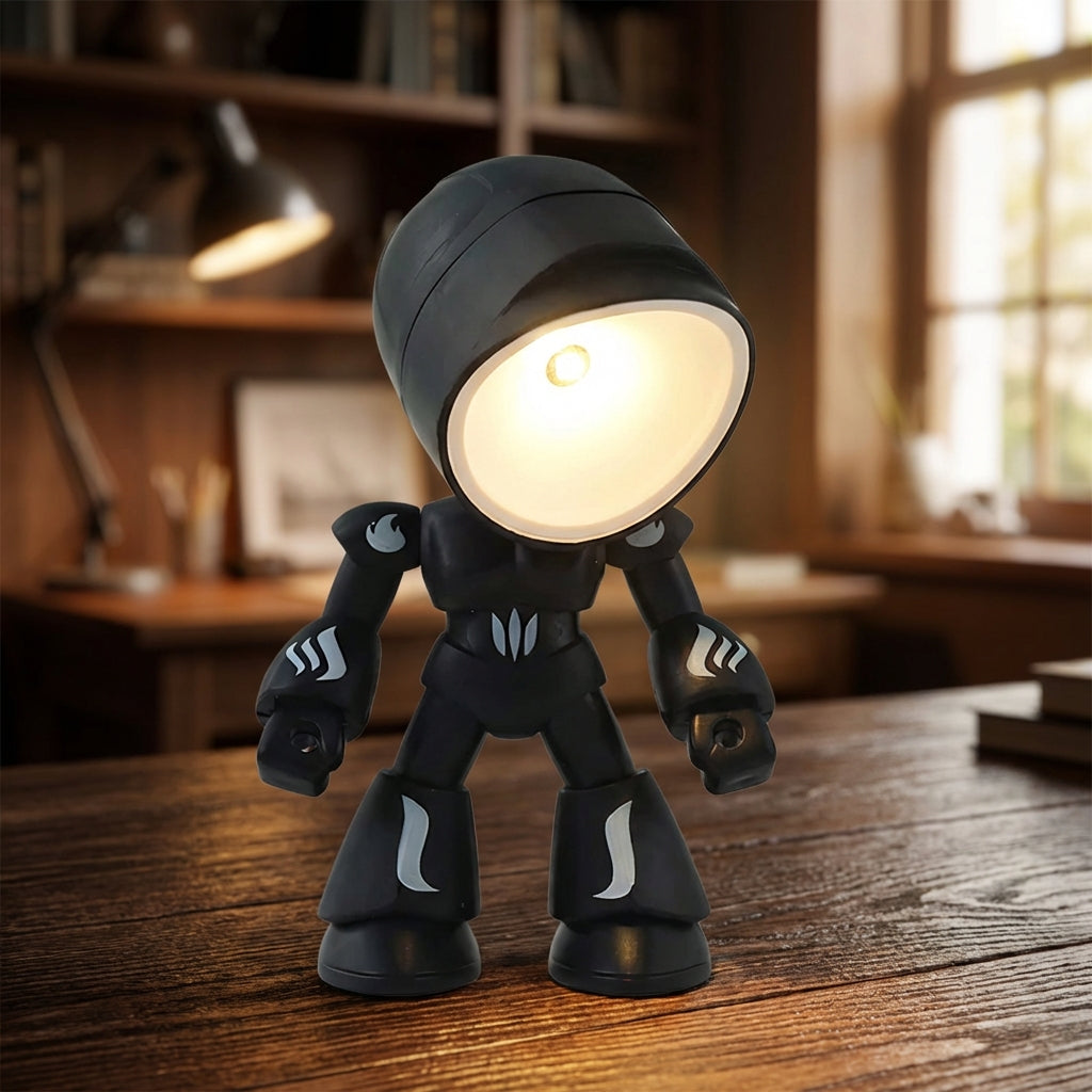 Cute Children's Robot Bedside Lamp with gentle LED reading light, perfect for kids' rooms & nursery decor.