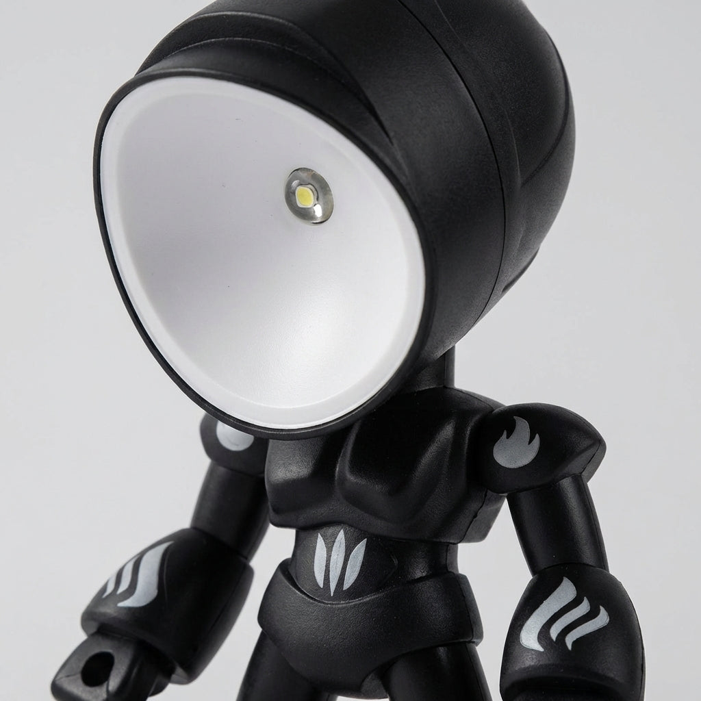 Gentle LED robot bedside lamp for children's reading & nursery decor. Ideal night light for kids' rooms.