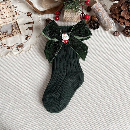 Baby's anti-slip socks featuring a Christmas tree design, soft and festive