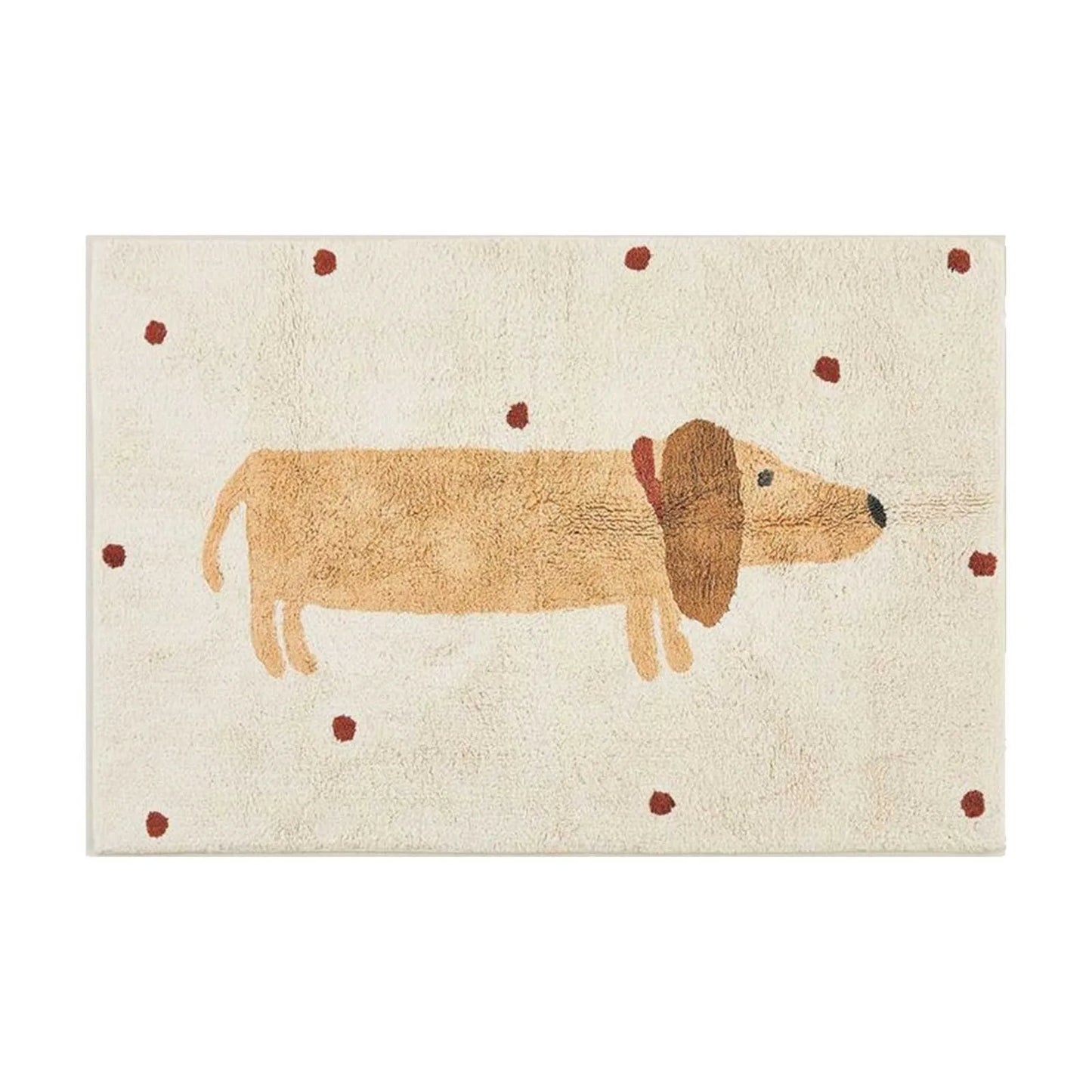 Dachshund dog print carpet, anti-slip and washable, great for bedroom or living room accents.