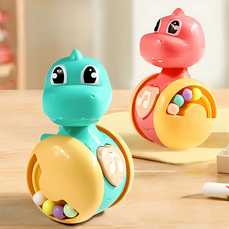Cute dinosaur interactive rolling baby toy, perfect for motor skill and crawling development