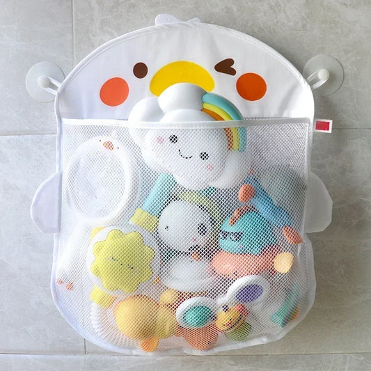Cute duck bath toy organizer & storage bag, perfect for kids' tidy bathtubs.