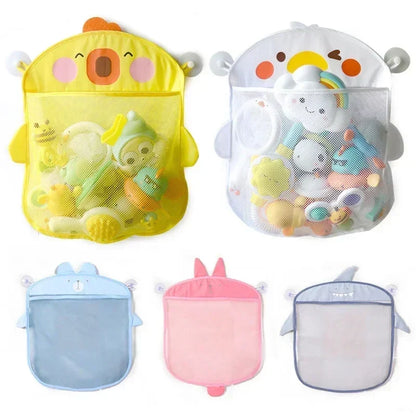 Kids' bath toy storage bag with adorable yellow duck design, keeping toys organized.