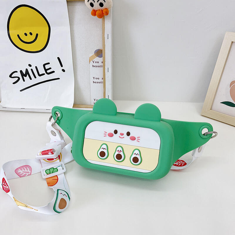 Stylish children's fruit print silicone messenger bag, ideal mini satchel for young boys and girls