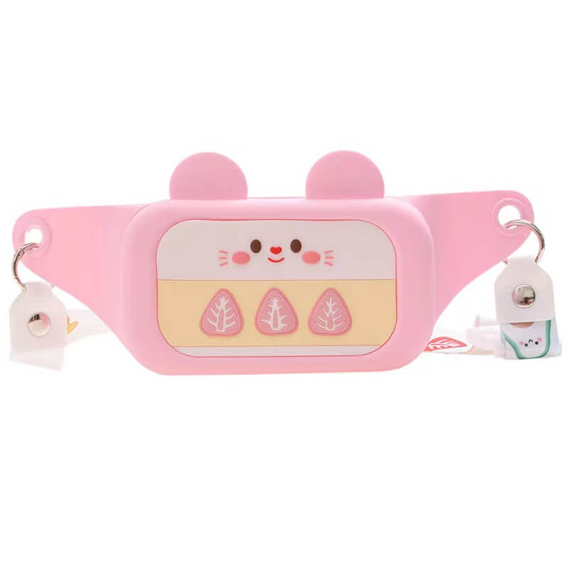 Lightweight silicone kids bag with playful fruit patterns and an adjustable cross-body strap