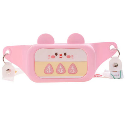 Lightweight silicone kids bag with playful fruit patterns and an adjustable cross-body strap