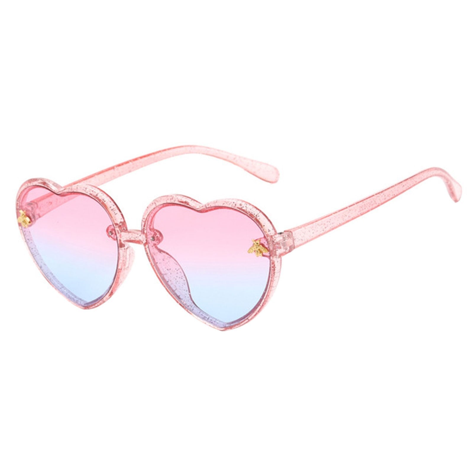 Packaged heart-shaped girls sunglasses, showing UV protection label, ready as a kids gift for toddler accessories