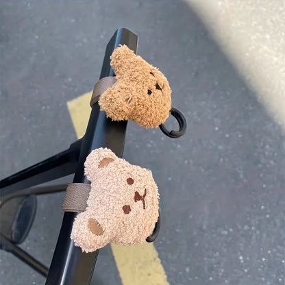 Cute bear stroller hook in Khaki, a unique baby gear accessory and new mom gift idea