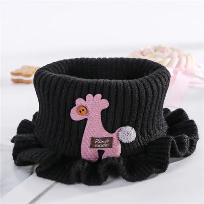 Unisex giraffe neck warmer, a cute knitted scarf for active kids in winter.