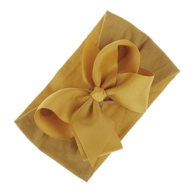 Assortment of baby girl's soft bow headbands, various colors, newborn hair accessories