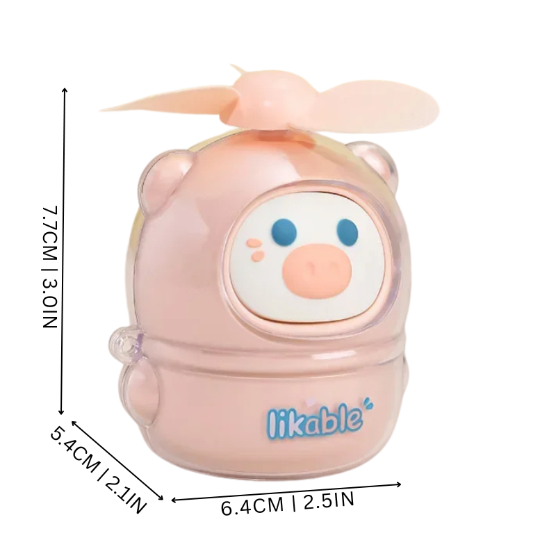 Blue dog-shaped USB rechargeable handheld fan for children, a must-have summer accessory