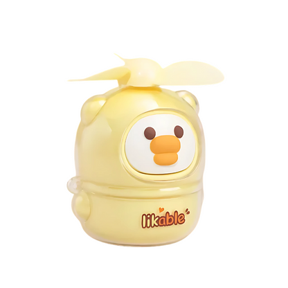 Yellow duck animal handheld fan, USB rechargeable and portable for children's summer fun