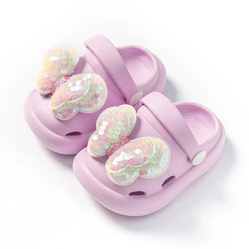 Cute pink EVA non-slip princess slippers for toddler girls, perfect comfort shoes