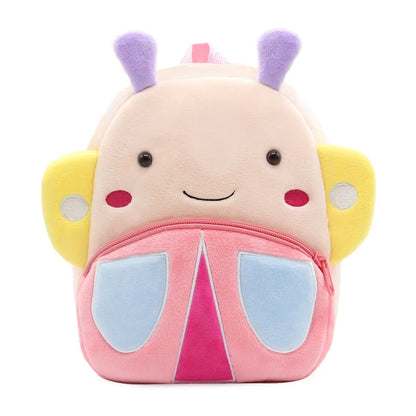 Soft kids' butterfly charm plush backpack, a lightweight school bag for children's accessories, pink.