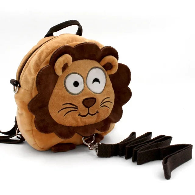 Adorable cartoon plush toddler backpack with anti-lost leash, perfect for little explorers