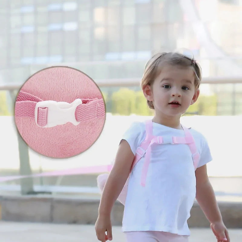 Soft plush toddler backpack with anti-lost leash, ideal for young children and baby safety