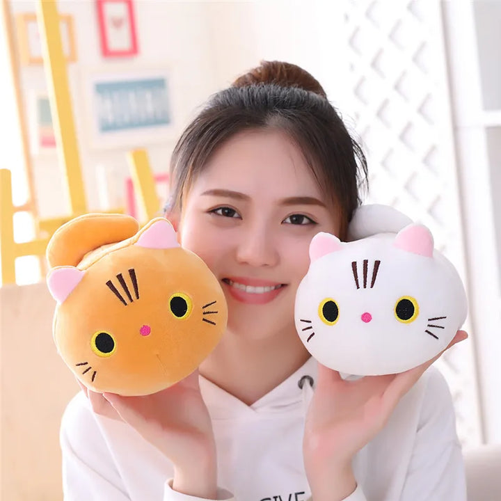 Plush cat toy with big eyes, a cute animal stuffed friend for kids.