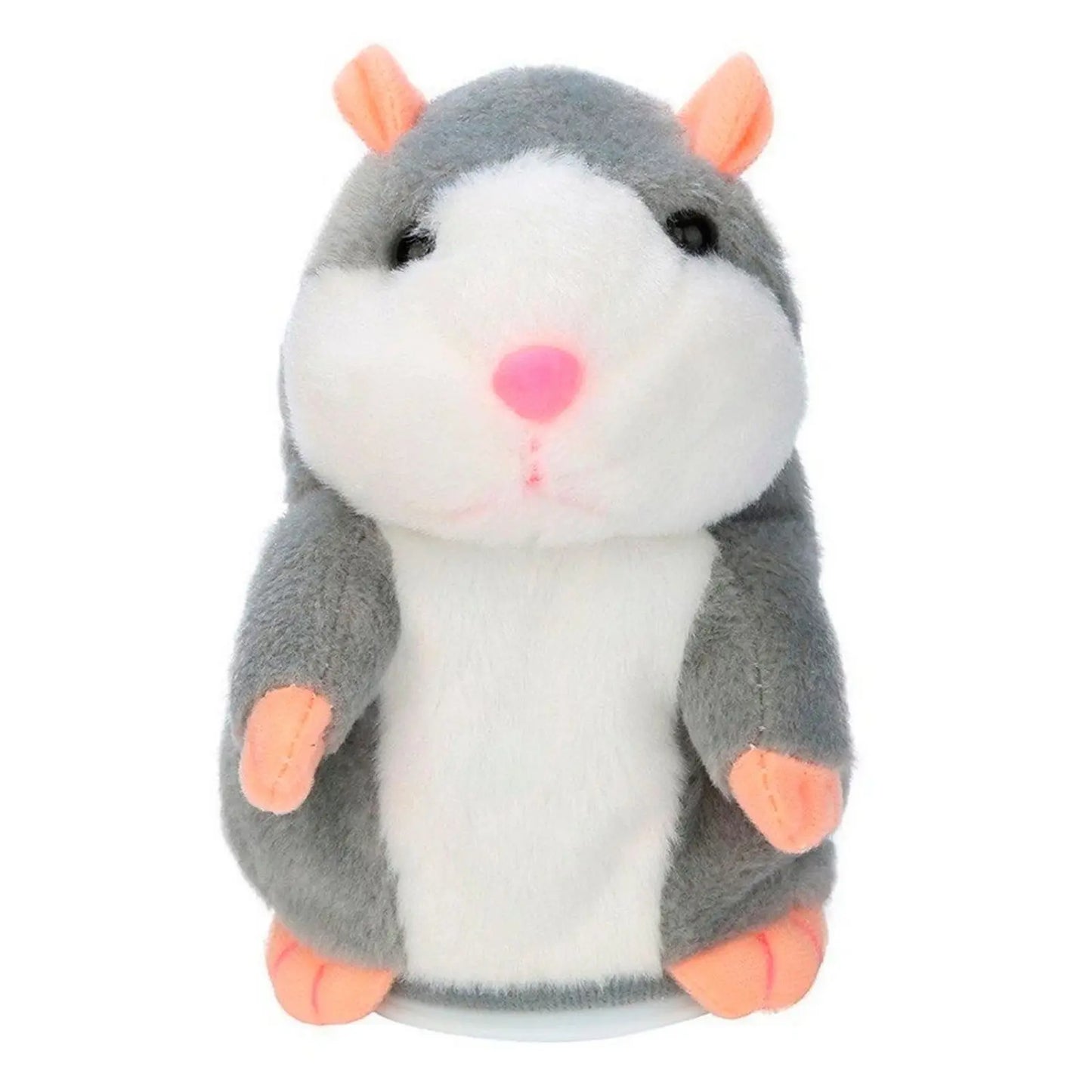 Child playing with an adorable talking hamster, a soft and interactive animal toy for toddlers