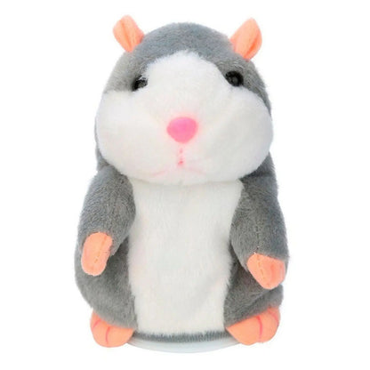 Child playing with an adorable talking hamster, a soft and interactive animal toy for toddlers