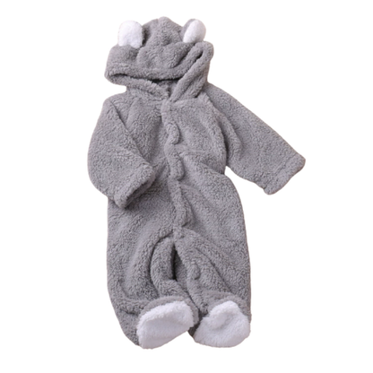 Adorable baby burrow animal romper, a cozy hooded outfit for infants.