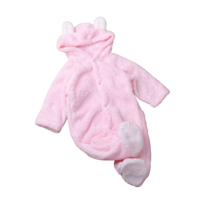 Newborn unisex hooded romper, animal style for ultimate baby comfort and warmth.