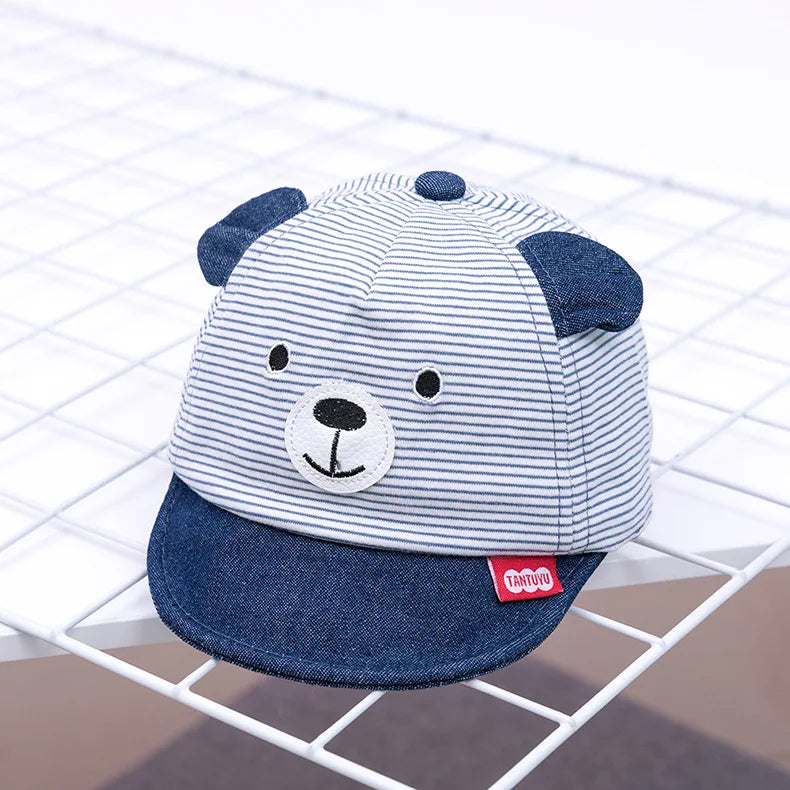 Unisex adjustable baby cap with a playful cartoon fox, essential all-season infant headwear