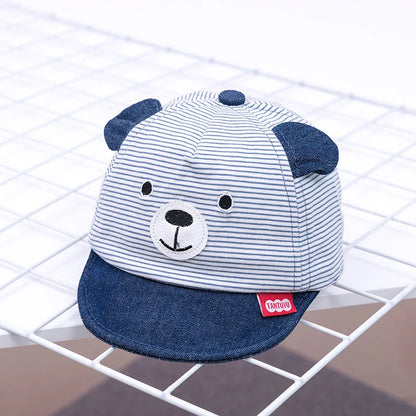 Unisex adjustable baby cap with a playful cartoon fox, essential all-season infant headwear