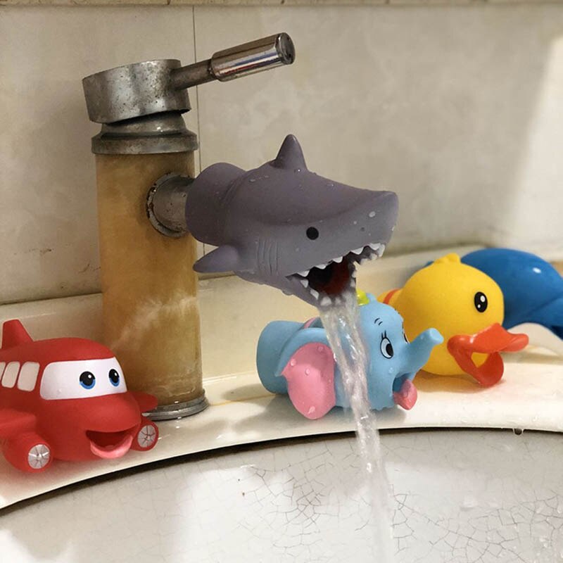 Cute yellow duck kids faucet extender for easy handwashing; promotes toddler independence.
