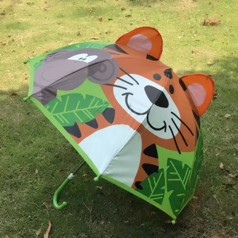 Bee striped kids umbrella with antenna, sweet nylon rain gear for little explorers
