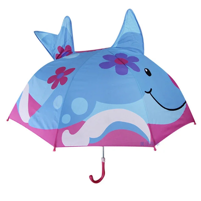 Fairy garden children's umbrella with flowers and fairies, whimsical rain gear for girls