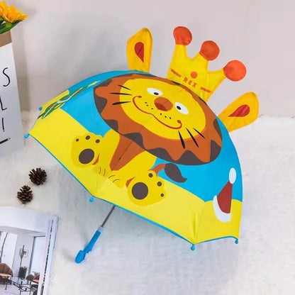 Frog face kids umbrella with big eyes, adorable nylon rain gear for pond jumping fun