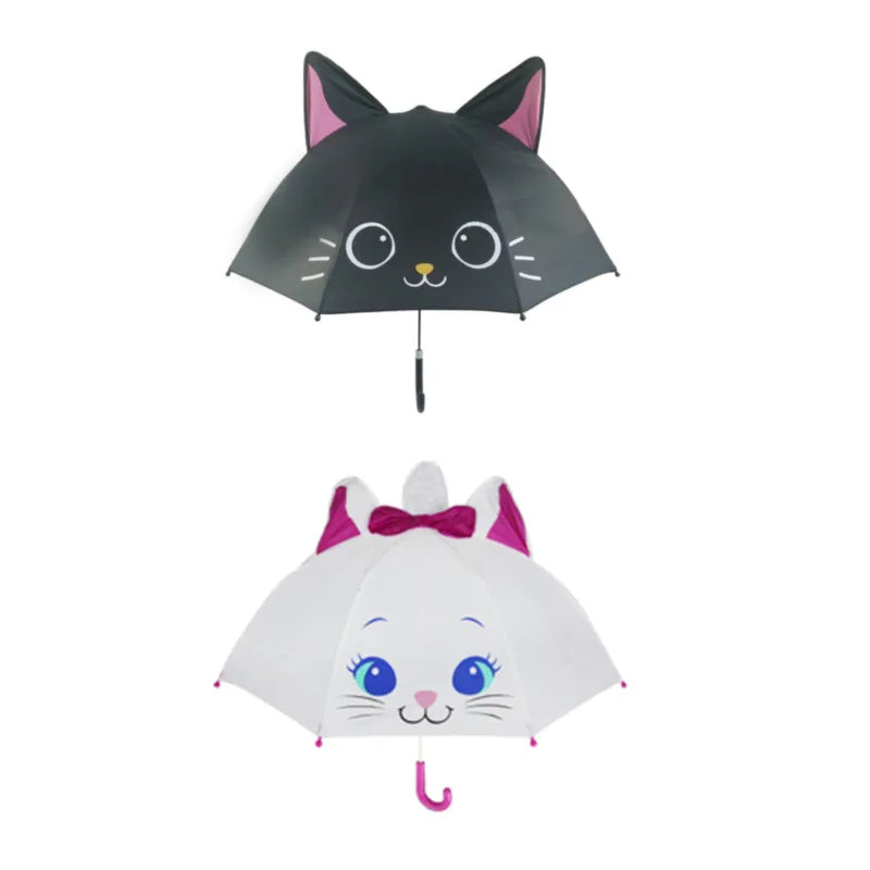Pink princess children's umbrella featuring a castle design, ideal rain gear for little girls