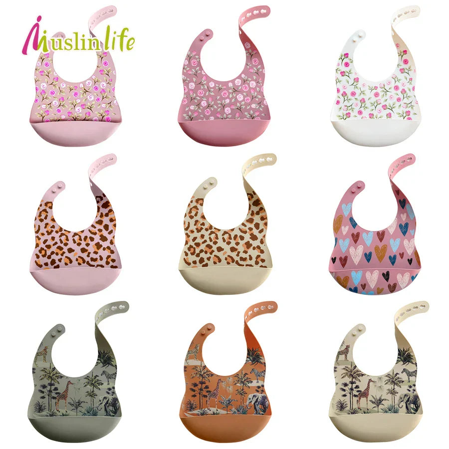 BPA-free silicone baby bib with a fun cartoon shark, essential for mess-free mealtimes