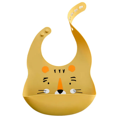 Flexible silicone baby bib with a delightful cartoon giraffe, a stylish feeding accessory