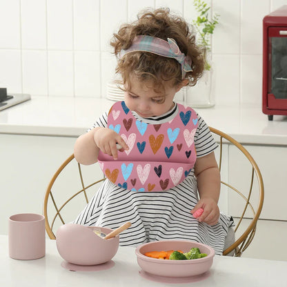 Easy clean silicone baby bib showcasing a cute cartoon lion, essential toddler accessory