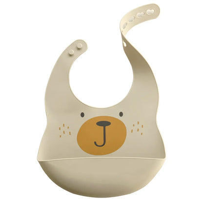 Fashionable silicone feeding bib with a cheerful cartoon owl, great for mess-free mealtimes