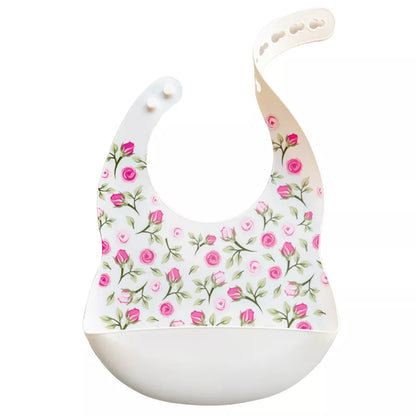 Durable silicone baby bib with a fun cartoon monkey design, simplifies infant feeding cleanup