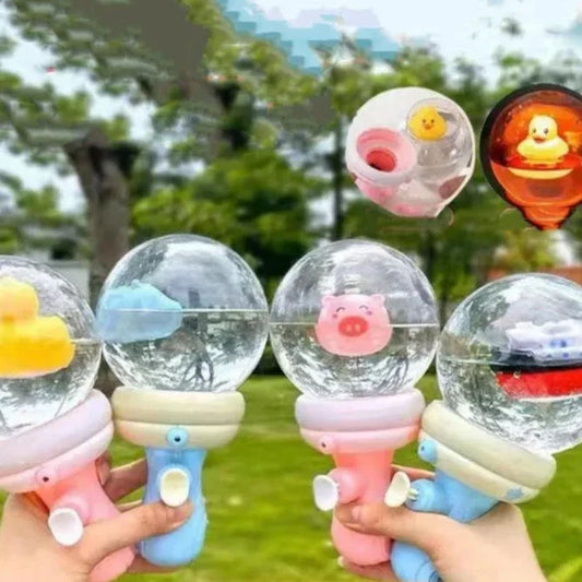 Cute yellow duck water blaster, perfect for kids' summer outdoor play and backyard fun.