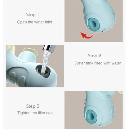 Colorful dolphin water gun, a fun kids outdoor toy for backyard play and pool activities.