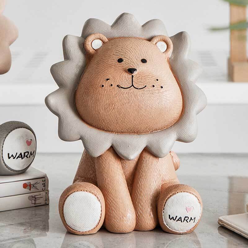 Cute yellow rubber lion piggy bank for kids' savings and room decor