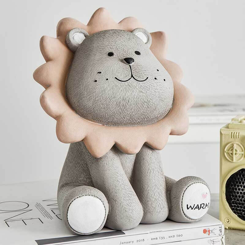 Yellow lion savings bank for kids, a cute and durable gift idea