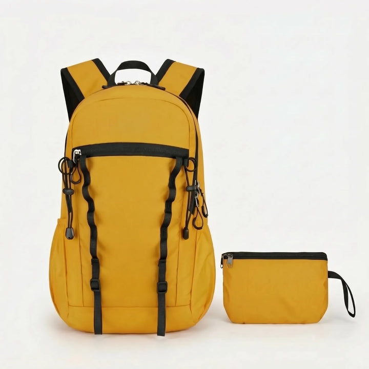Compact unisex foldable daypack for adventurers. Cyan lightweight backpack for hiking, travel, and outdoor trips.