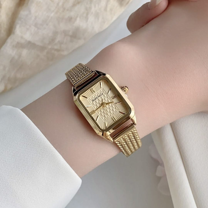 Stylish women's stainless steel watch, elegant, dainty, and adjustable for her.