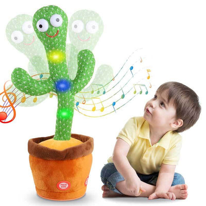 Dancing cactus plush toy for kids, interactive musical entertainment and educational baby gift.