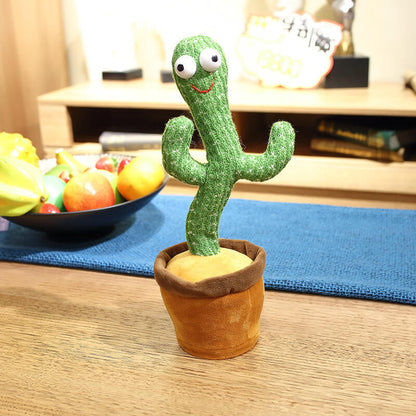 Bright green dancing cactus plush toy, an interactive and educational gift for baby & toddler fun.