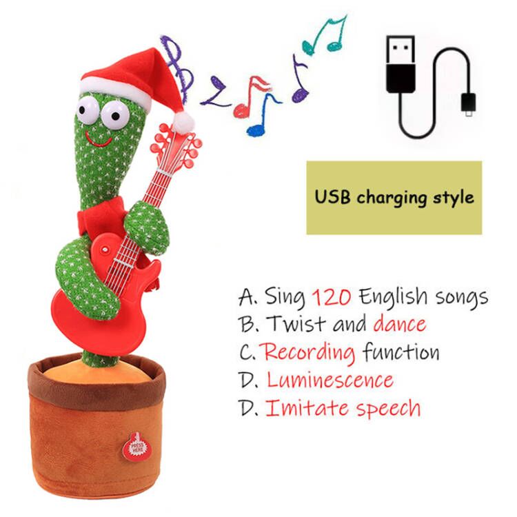 Vibrant green cactus plush toy, interactive early education singing and dancing gift for kids
